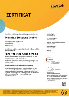 Zertifikat DIN ISO 50001:2015