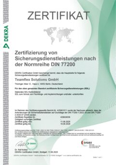 Zertifikat: DIN 77200