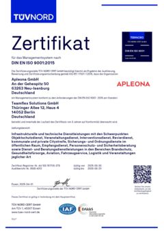Zertifikat: DIN EN ISO 9001:2015